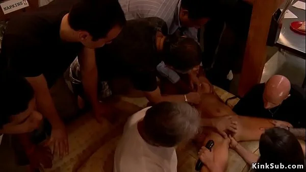 Hairy blonde rough banged in public