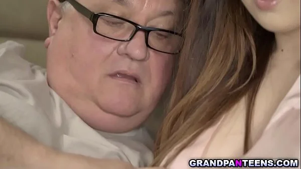 Eddie is a horny old man who loves y. girls.Diana Rius is his new victim and enjoys fucking her teen pussy while bouncing her big jiggly tits.