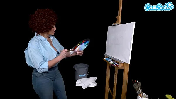 Big Tits MILF Ryan Keely Cosplay As Bob Ross Gets Horny During Painting Tutorial