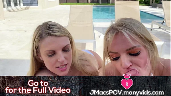 Two Hot Blonde MILFs Share My Big Dick Outside by the Pool - Joslyn Jane and Rachael Cavalli