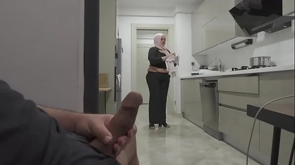 Religious Arab Stepmom Caught Stepson jerking off then Gets Her Tight Ass Fucked.