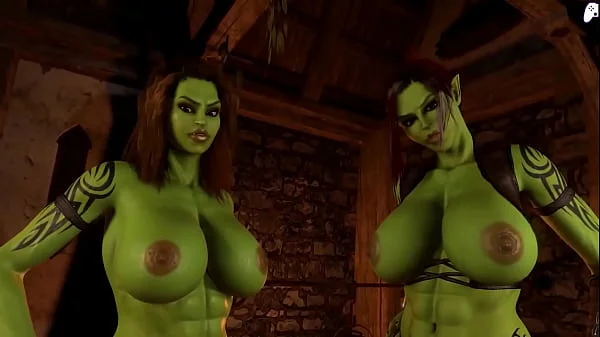 (4K) Cute futa girl decides to fuck two futanari ogre women taking dick logo in her ass | 3D Hentai