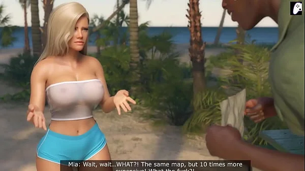 (4K) Blonde milf on vacation enjoys a very long black cock and makes him cum | Hentai 3D