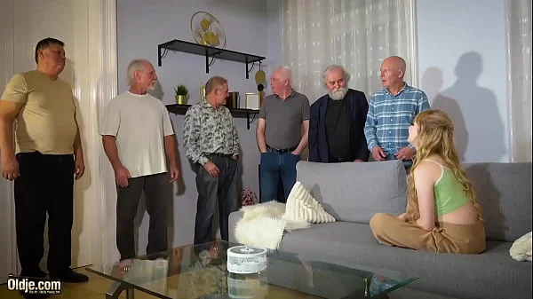 The best old and young gangbang porn with Baby Kxtten fucking taking facials and swallowing cumshot from grandpas