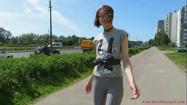 Beauty Bella and other girls walk in leather leggings and get fucked