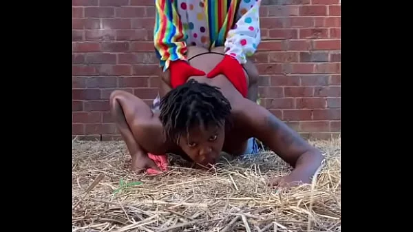 Gibby The Clown fucks ebony in a barn