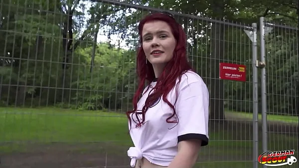 GERMAN SCOUT - Redhead Football Fan Mia May Pickup for Public Anal Fuck at Public Viewing