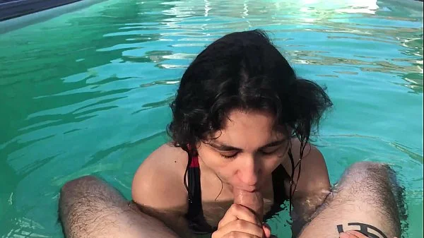 Horny girl begs for dick in the pool