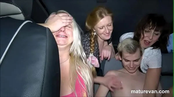 Boy gets to fuck 4 ladies in the MatureVan