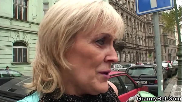 Young guy choose skinny granny prostitute for sex