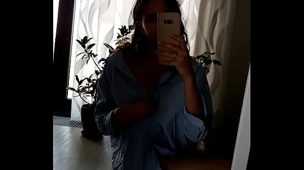 Cute Brunette Masturbates Pussy In Front Of The Mirror While No One Is Home