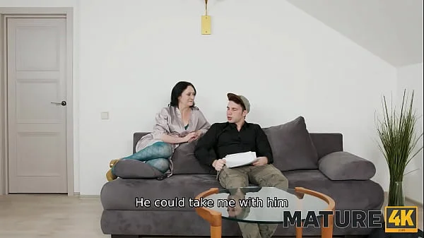 MATURE4K. Mature in blue stockings pleases stepson orally and vaginally