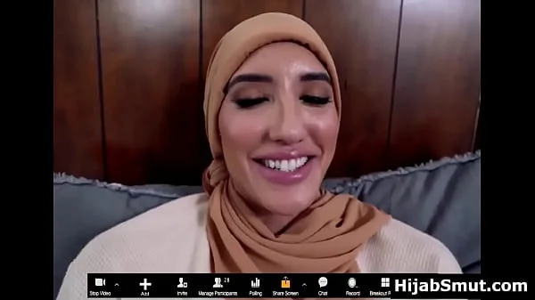 Arab virgin keeps her hajib on while fucking christian guy