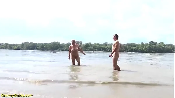 busty bbw mom loves stepson on public beach