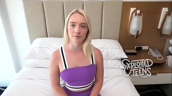 Pretty blonde teen sucks cock and eats ass